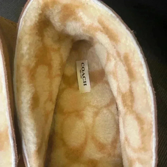COACH Tan Suede Shearling Men\'s Driver Moccasin Slip-On Slippers Sz 13D CC842 main image 5